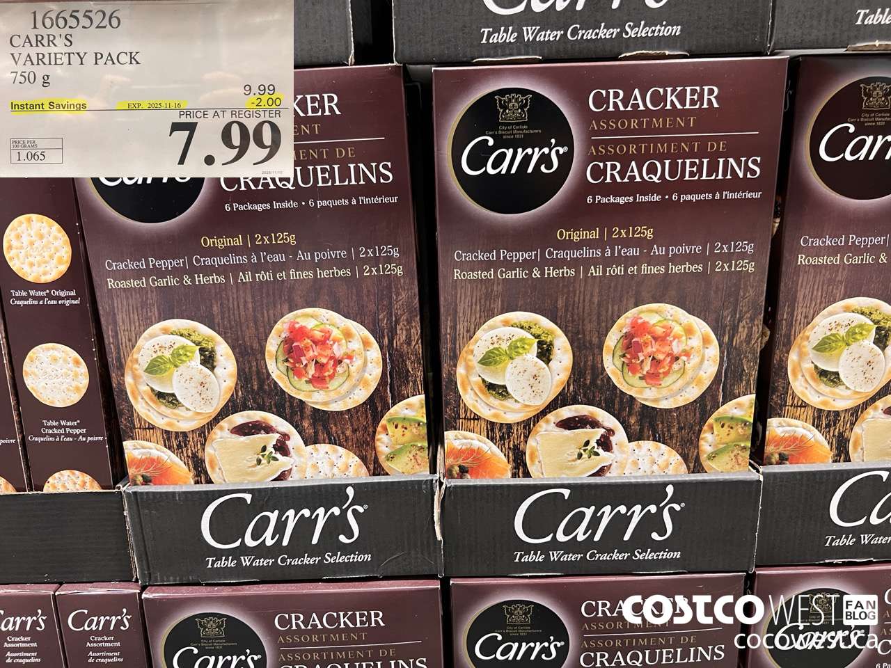 1665526 CARR'S VARIETY PACK 750 G ($2.00 INSTANT SAVINGS EXPIRES ON 2025-11-16) $7.99