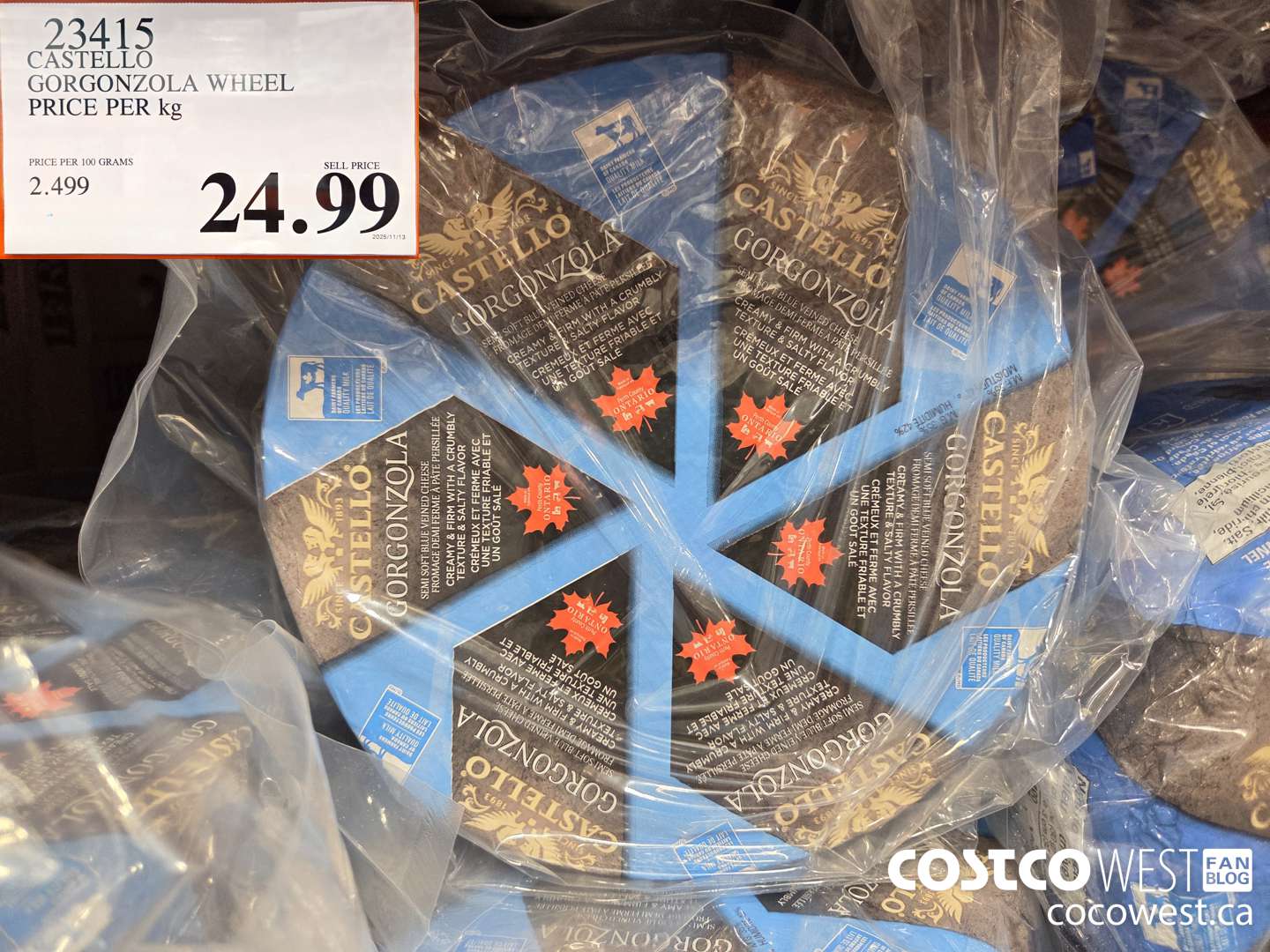 23415 CASTELLO GORGONZOLA WHEEL PRICE PER kg $24.99