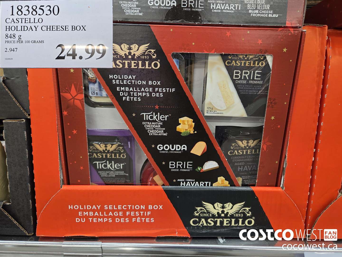 1838530 CASTELLO HOLIDAY CHEESE BOX 848G $24.99