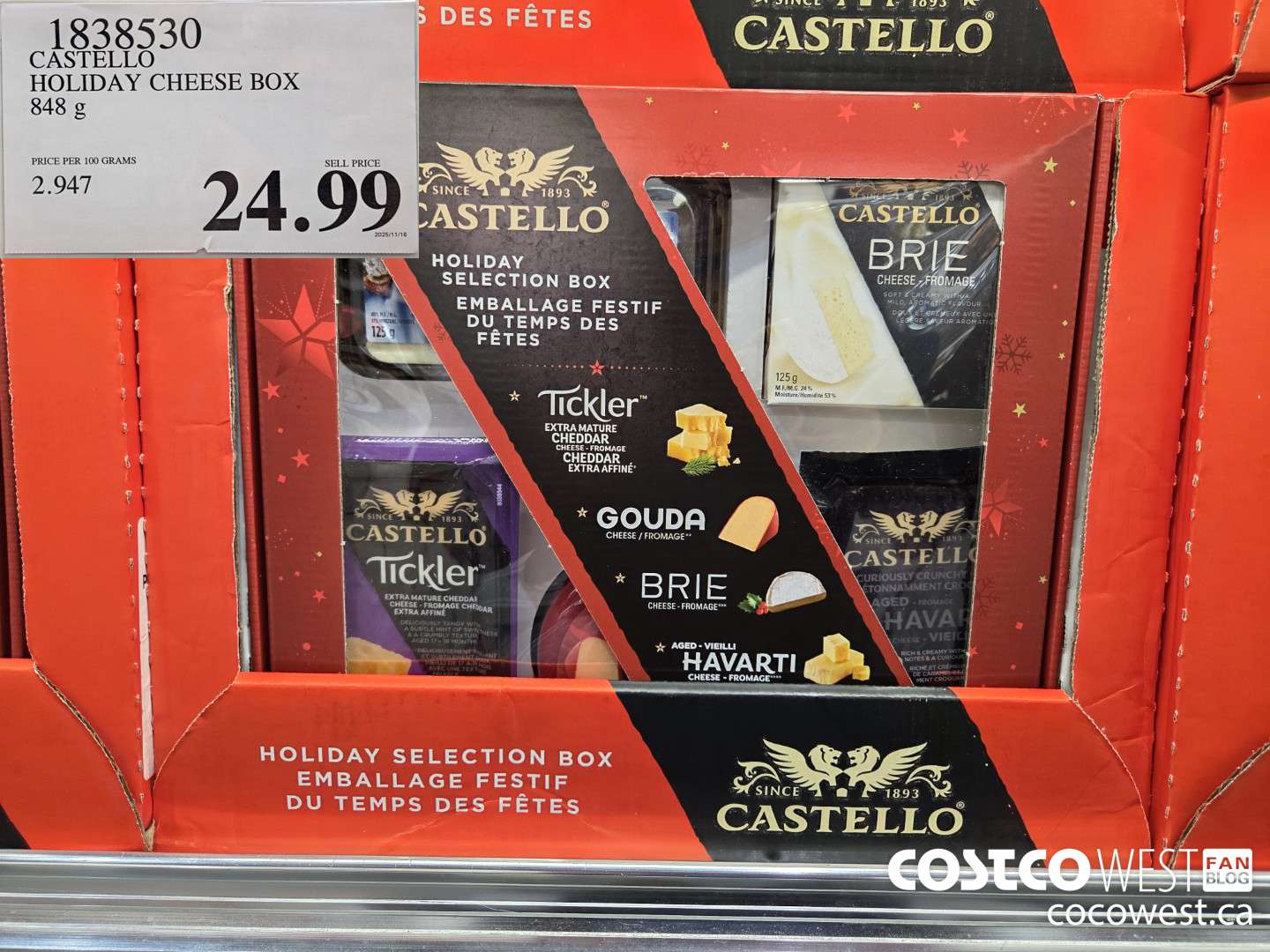 1838530 CASTELLO HOLIDAY CHEESE BOX 848G $24.99