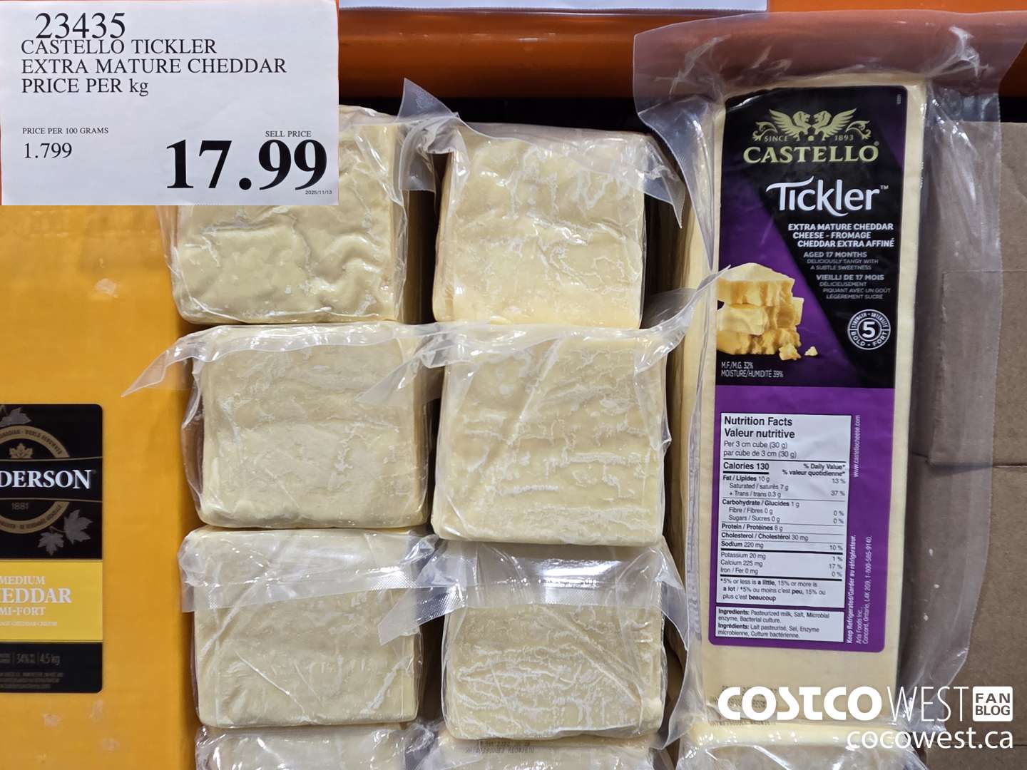 23435 CASTELLO TICKLER EXTRA MATURE CHEDDAR PRICE PER kg $17.99