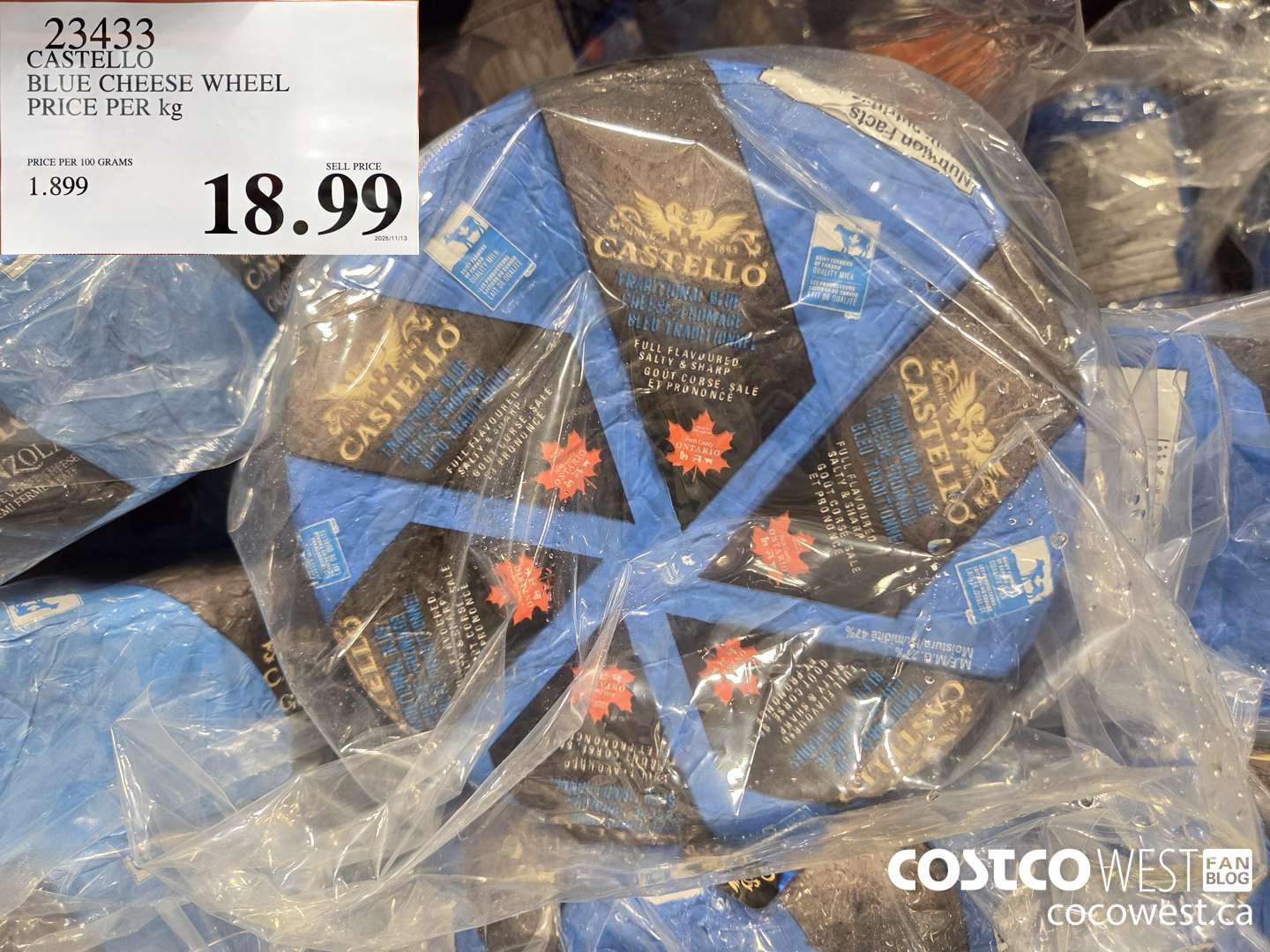 23433 CASTEL BLUE CHEESE WHEEL PRICE PER kg $18.99