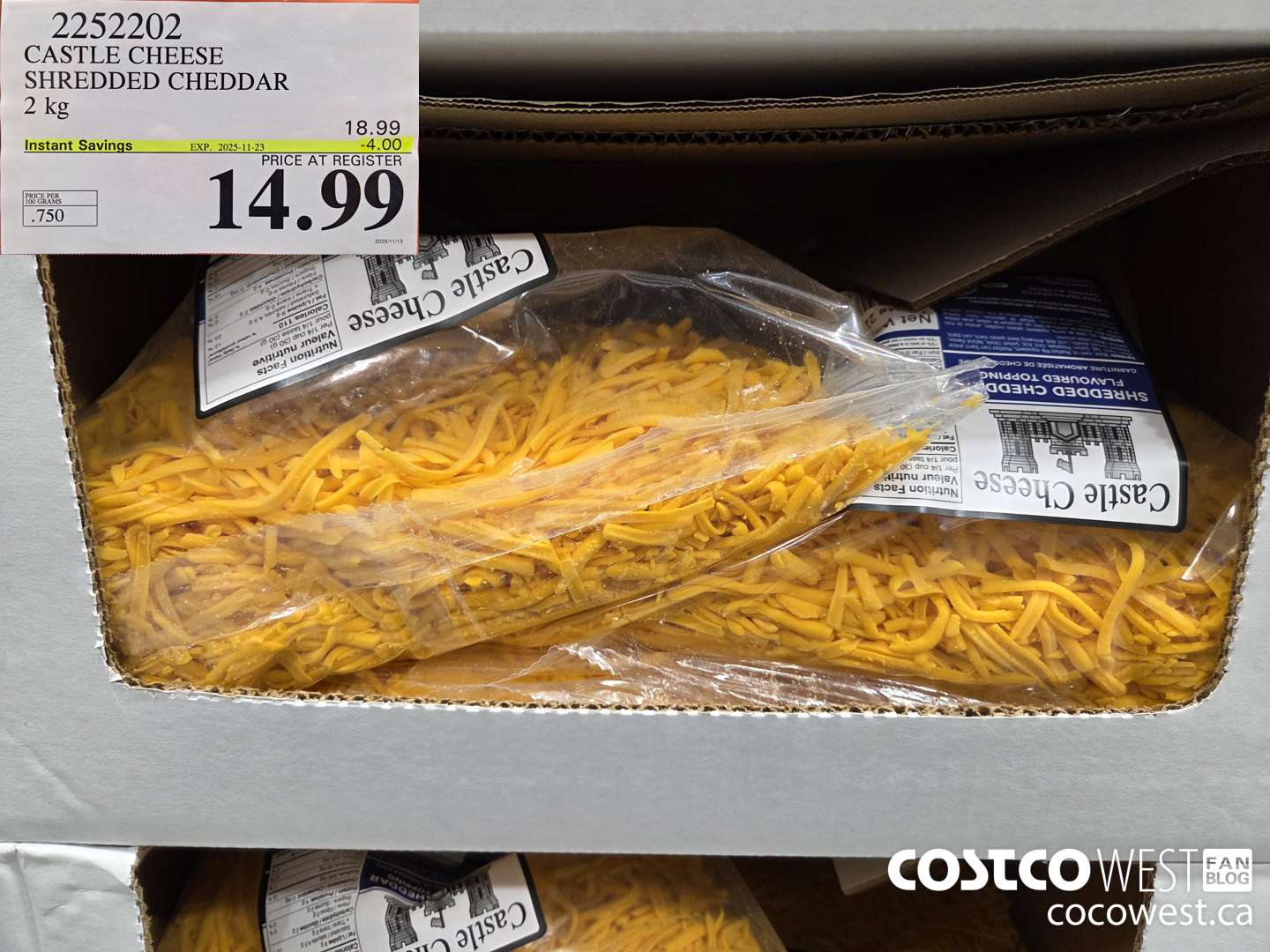 2252202 CASTLE CHEESE SHREDDED CHEDDAR ($4.00 INSTANT SAVINGS EXPIRES ON 2025-11-23) $14.99