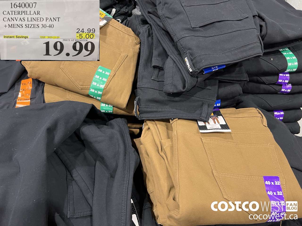 1640007 CATERPILLAR CANVAS LINED PANT MENS SIZES 30-40 ($5.00 INSTANT SAVINGS EXPIRES ON 2025-11-23) $19.99