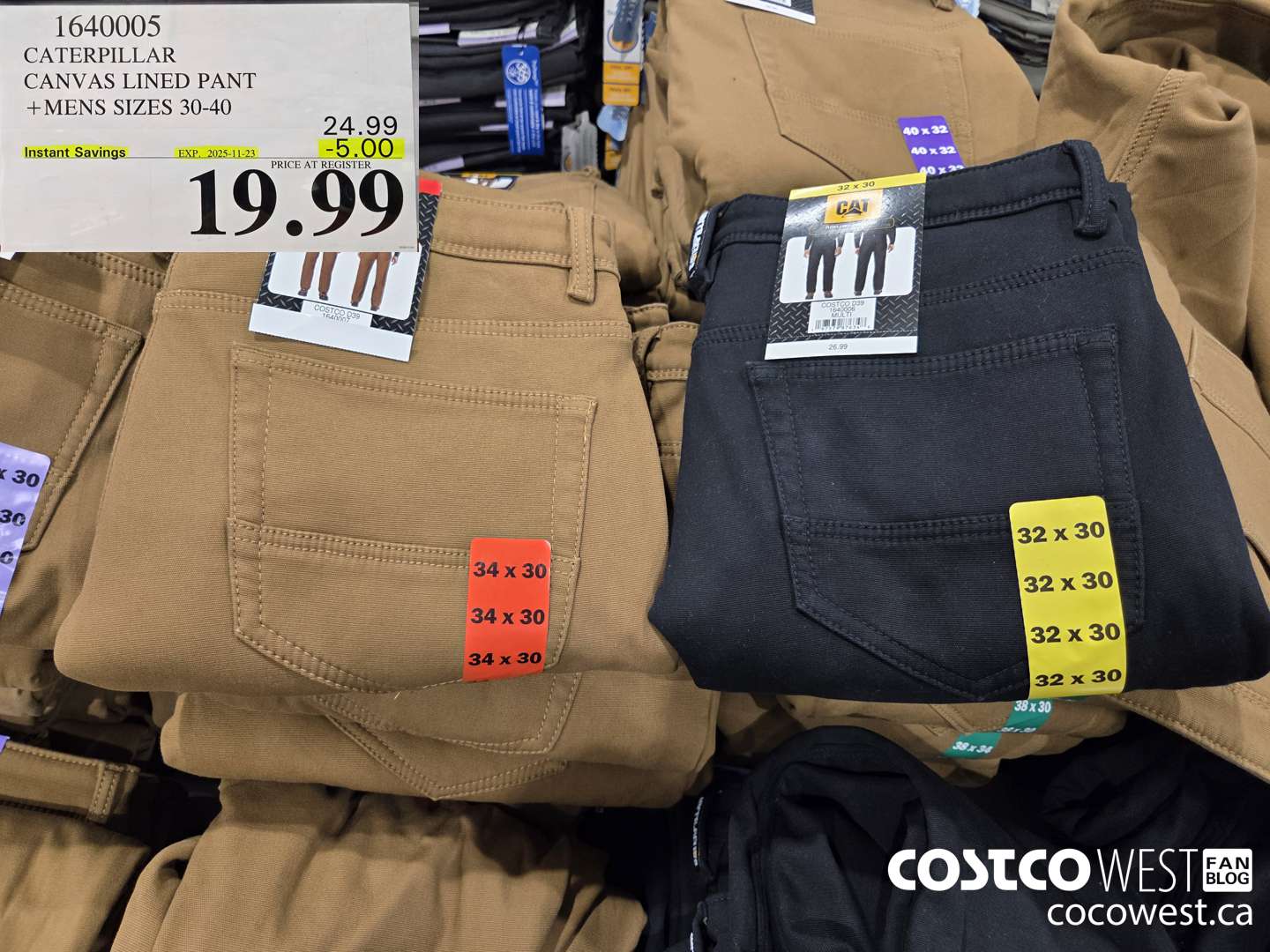 1640005 CATERPILLAR FLEECE LINED PANT MENS SIZES 30-40 ($5.00 INSTANT SAVINGS EXPIRES ON 2025-11-23) $19.99