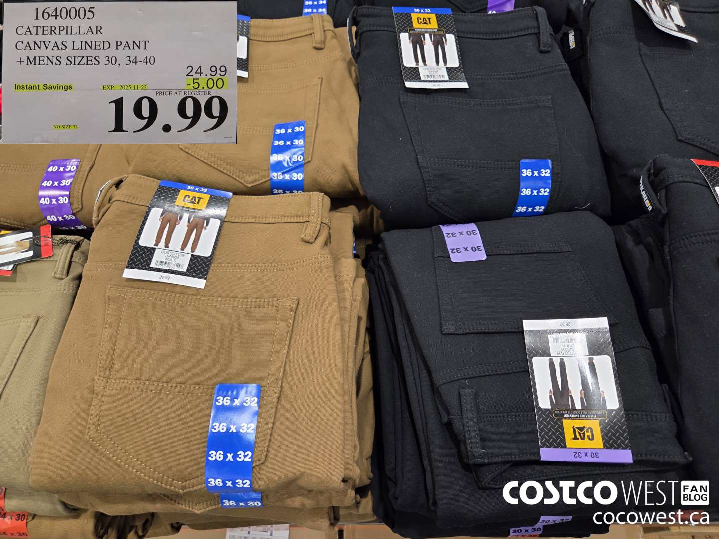 1640005 CATERPILLAR FLEECE LINED PANT MENS SIZES 30-40 ($5.00 INSTANT SAVINGS EXPIRES ON 2025-11-23) $19.99