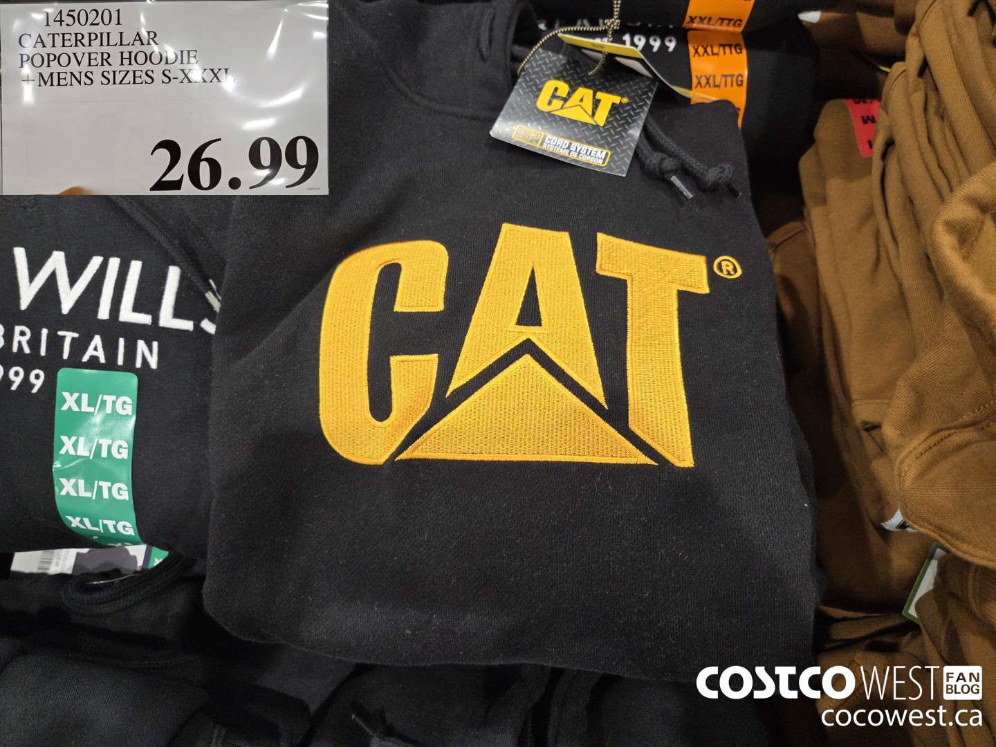 1450201 CATERPILLAR POPOVER HOODIE MENS SIZES S-M, XL-XXL $26.99