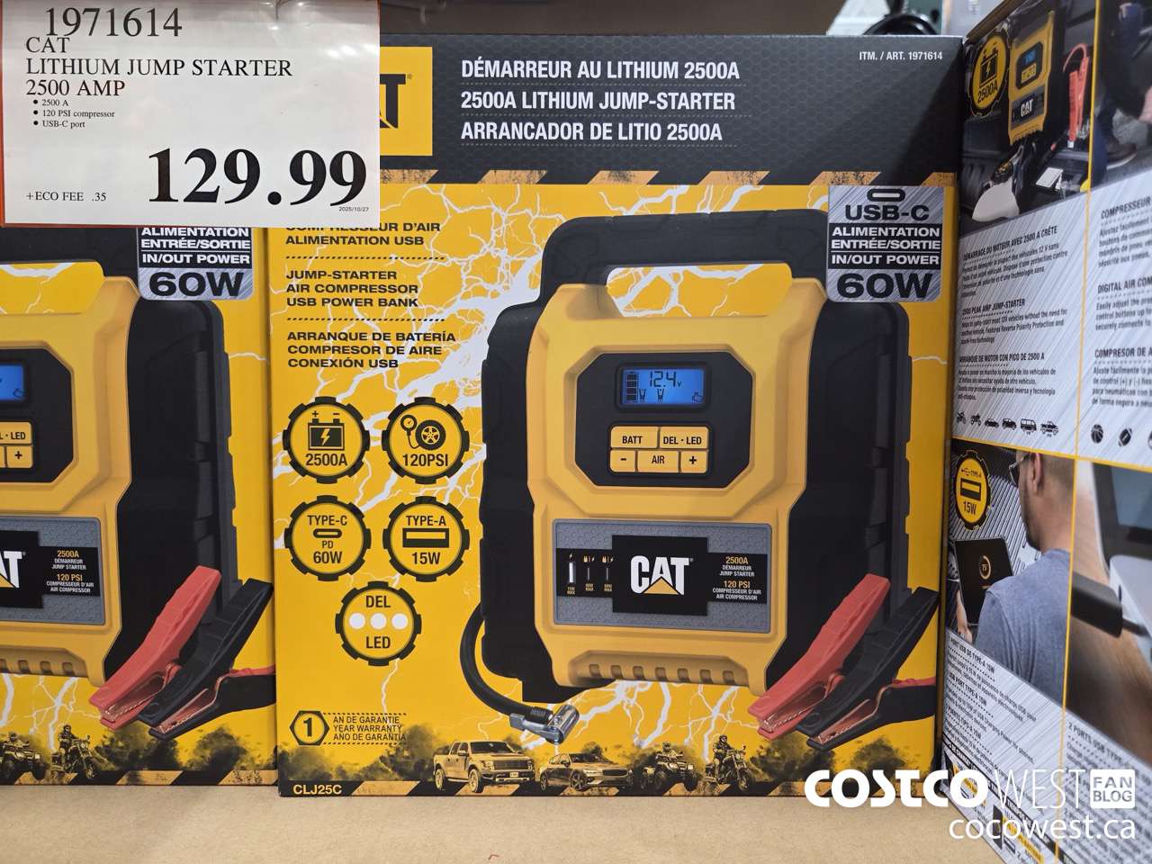 1971614 CAT LITHIUM JUMP STARTER 2500 AMP $129.99