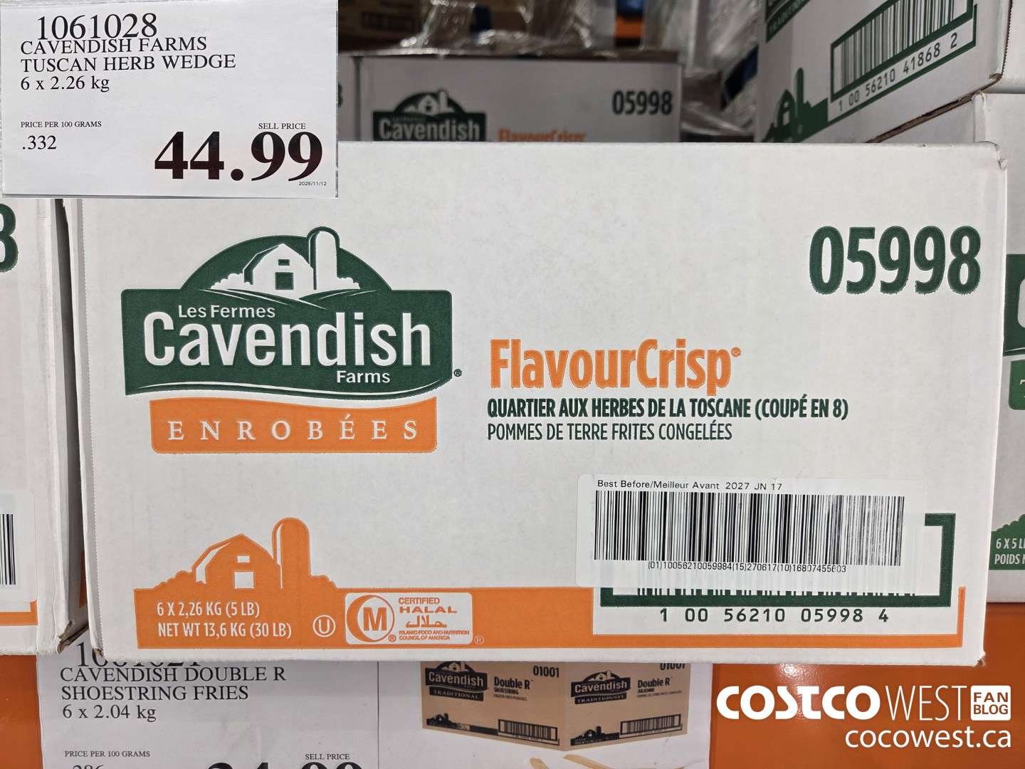 1061028 CAVENDISH FARMS TUSCAN HERB WEDGE 6 x 2.26 kg $44.99