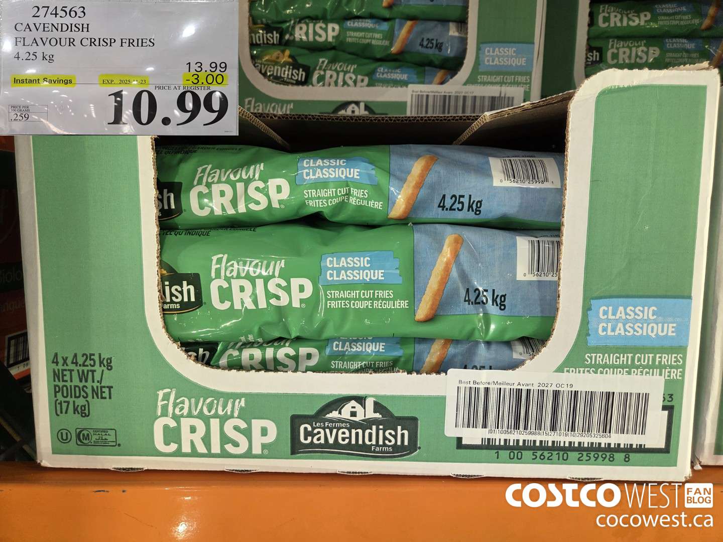 274563 CAVENDISH FLAVOUR CRISP FRIES 4.25 KG ($3.00 INSTANT SAVINGS EXPIRES ON 2025-11-23) $10.99