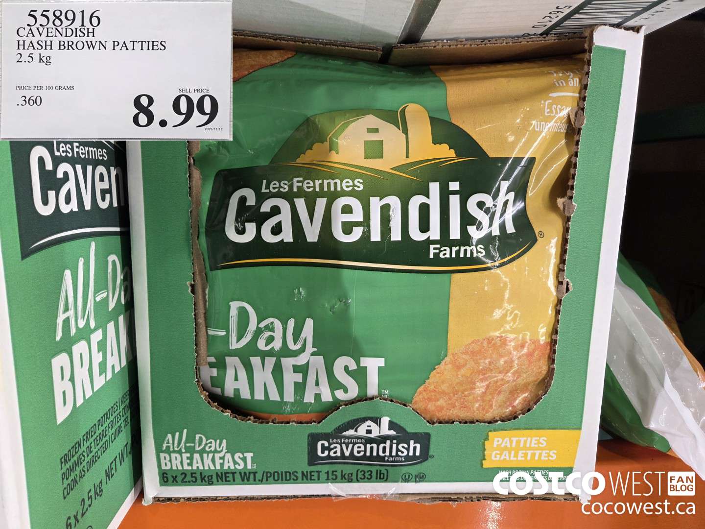 558916 CAVENDISH HASH BROWN PATTIES 2.5 kg $8.99