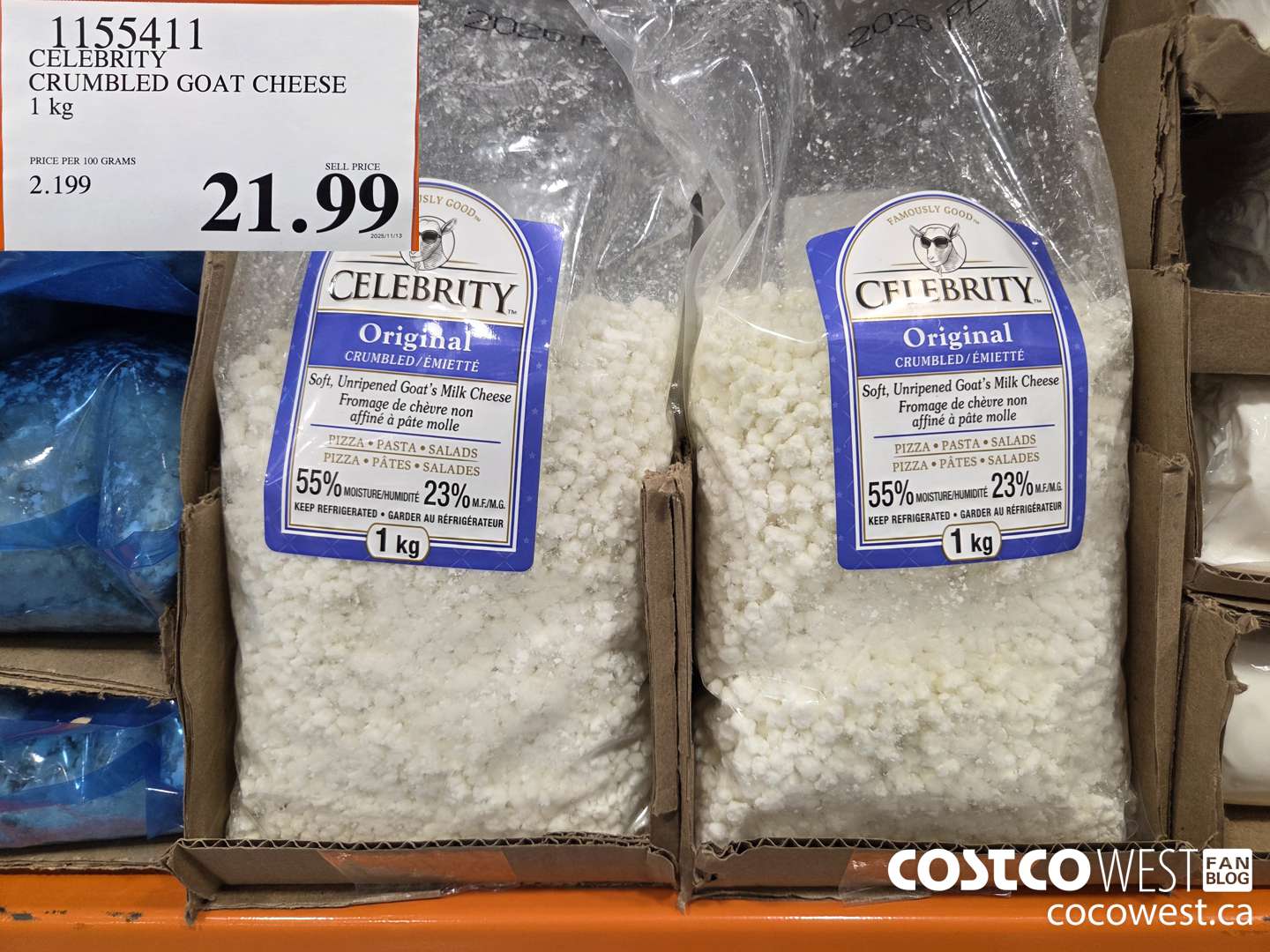 1155411 CELEBRITY CRUMBLED GOAT CHEESE 1 kg $21.99
