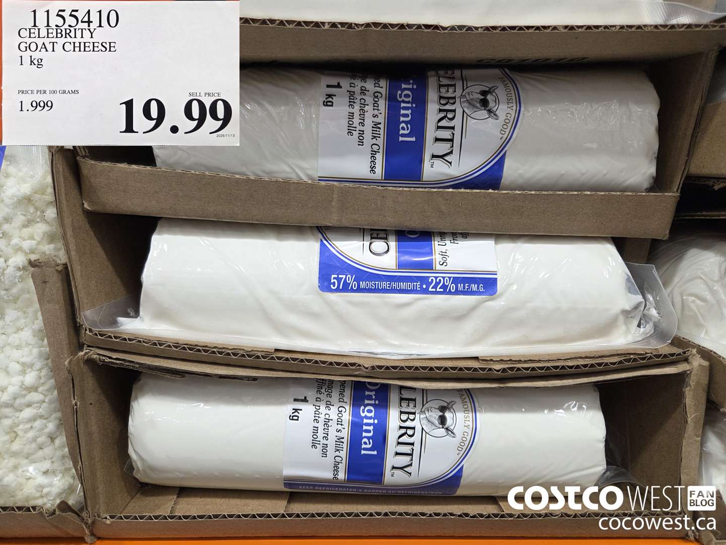 1155410 CELEBRITY GOAT CHEESE 1 kg $19.99