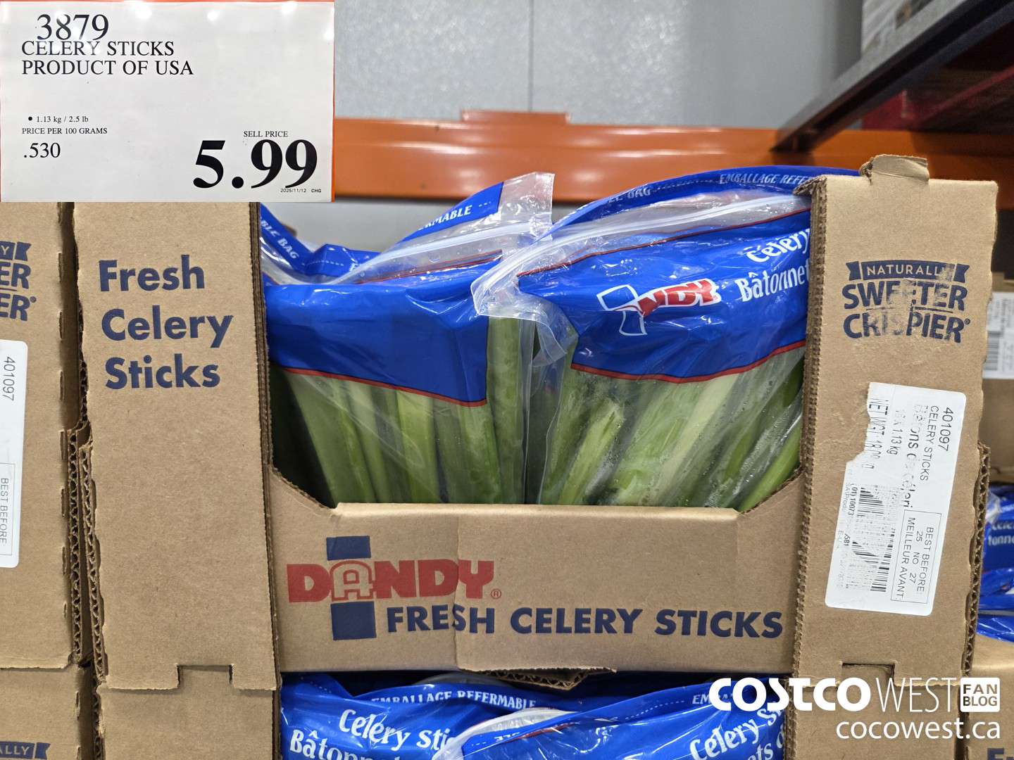 3879 CELERY STICKS PRODUCT OF USA $5.99