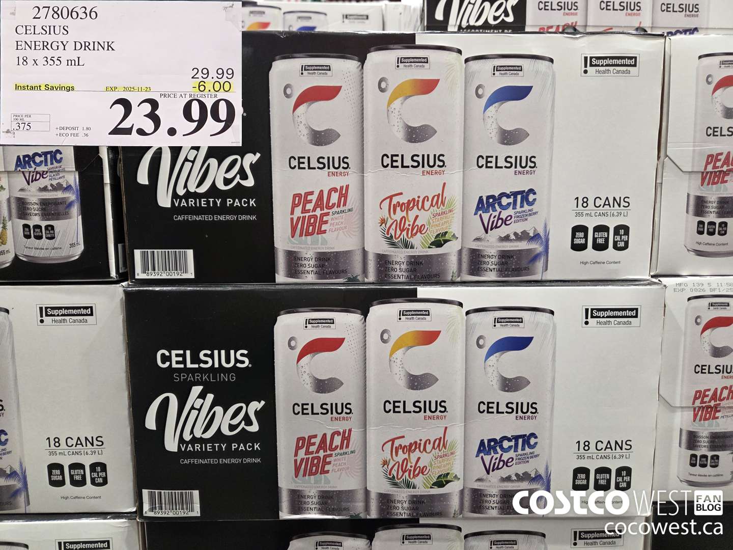 2780636 CELSIUS ENERGY DRINK 18 X 355ML ($6.00 INSTANT SAVINGS EXPIRES ON 2025-11-23) $23.99