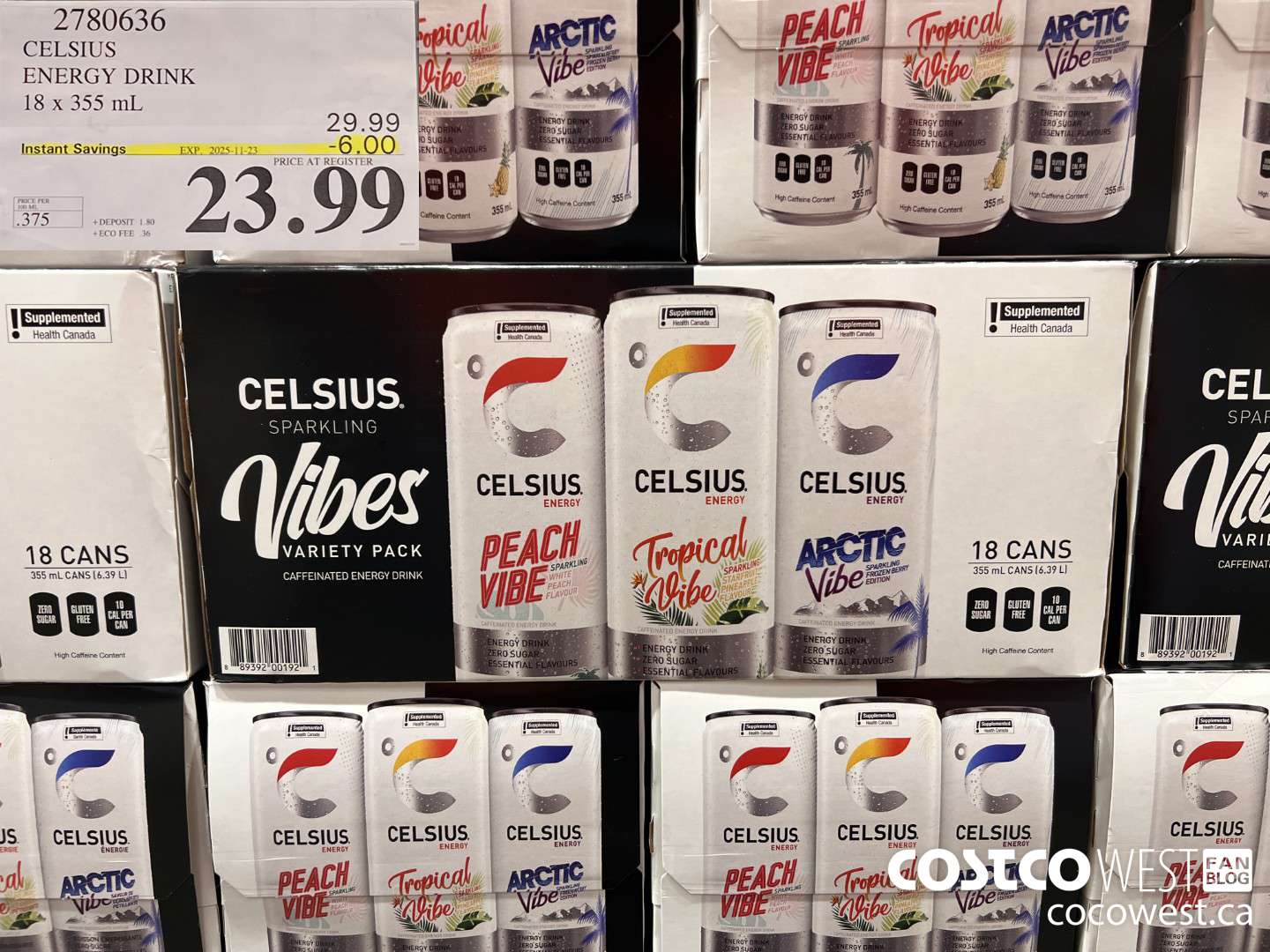 2780636 CELSIUS ENERGY DRINK 18 X 355ML ($6.00 INSTANT SAVINGS EXPIRES ON 2025-11-23) $23.99