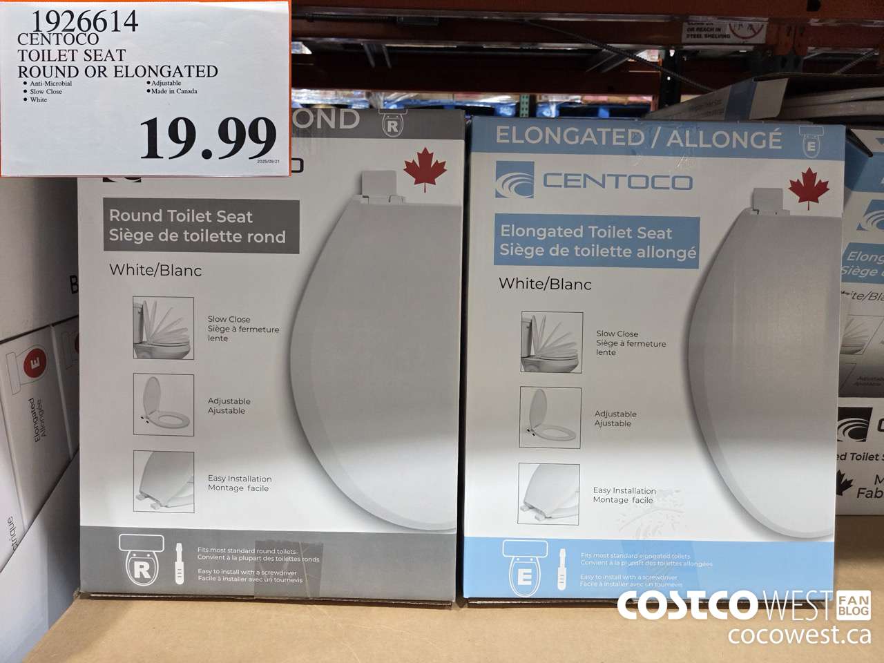 1926614 CENTOCO TOILET SEAT ROUND OR ELONGATED $19.99