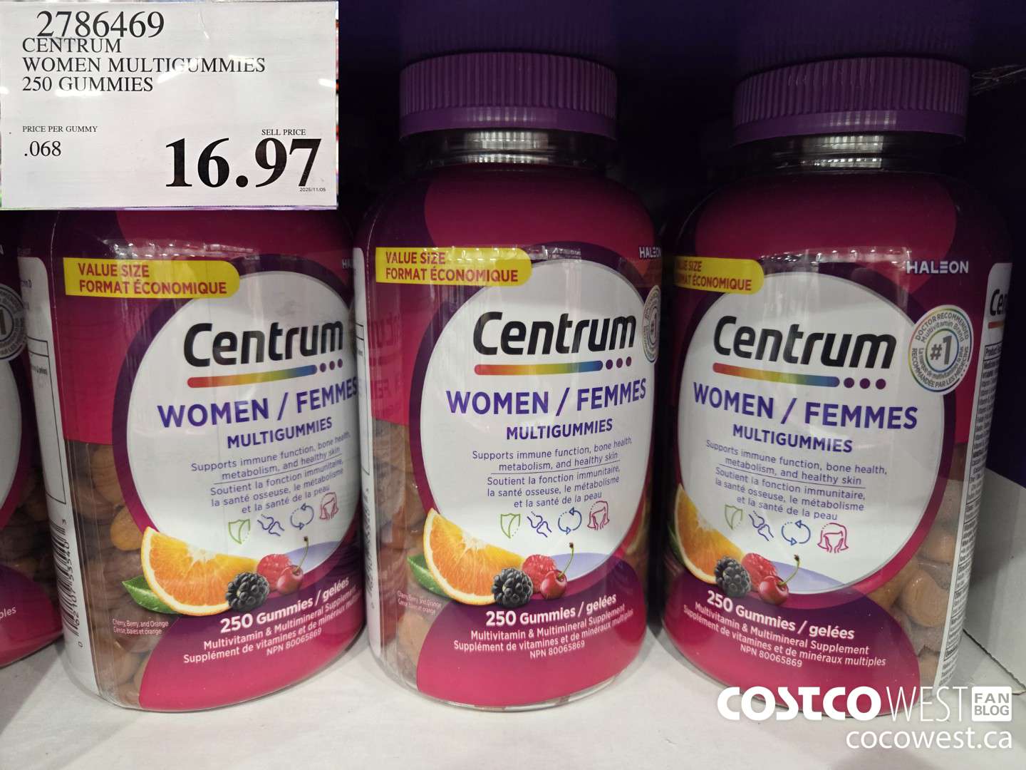 2786469 CENTRUM WOMEN MULTICUMMIES 250 GUMMIES $16.97