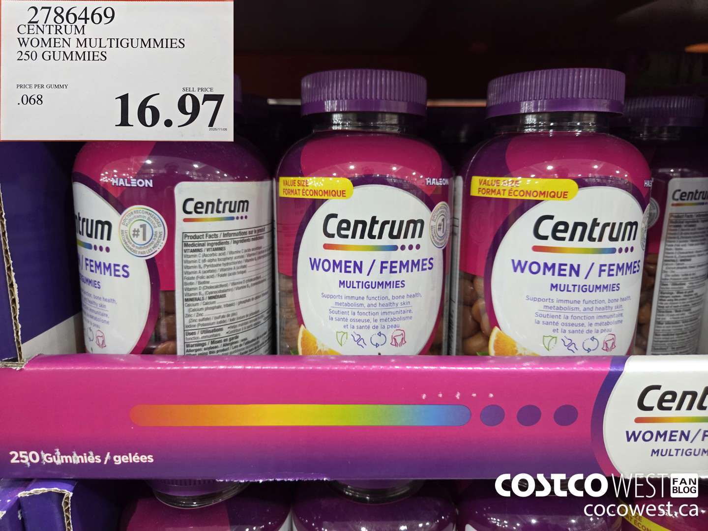 2786469 CENTRUM WOMEN MULTICUMMIES 250 GUMMIES $16.97