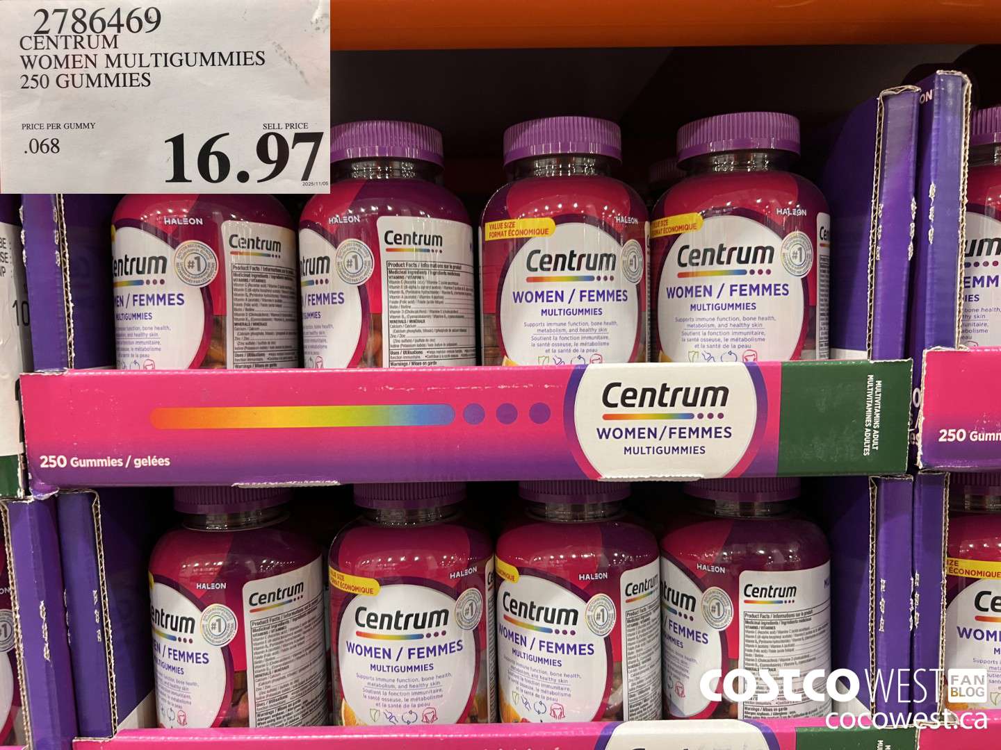 2786469 CENTRUM WOMEN MULTIGUMMIES 250 GUMMIES $16.97