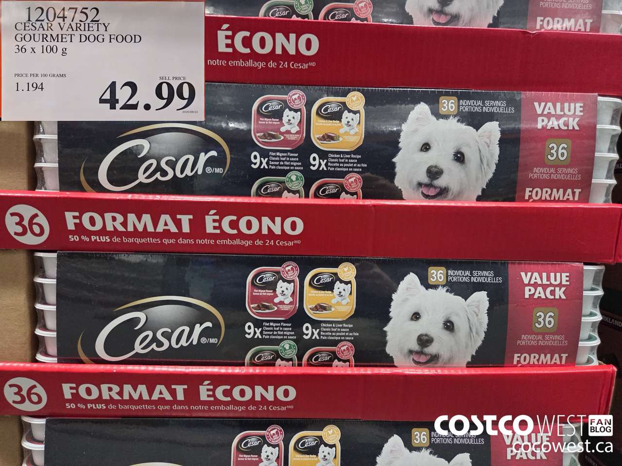 1204752 CESAR VARIETY GOURMET DOG FOOD 36 x 100 g $42.99