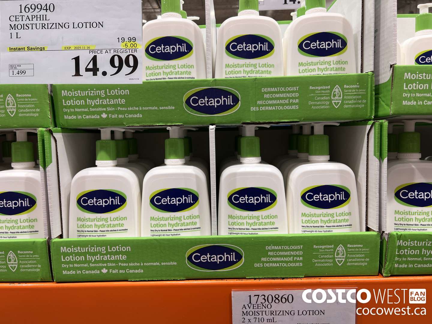 169940 CETAPHIL MOISTURIZING LOTION 1L ($5.00 INSTANT SAVINGS EXPIRES ON 2025-11-16) $14.99