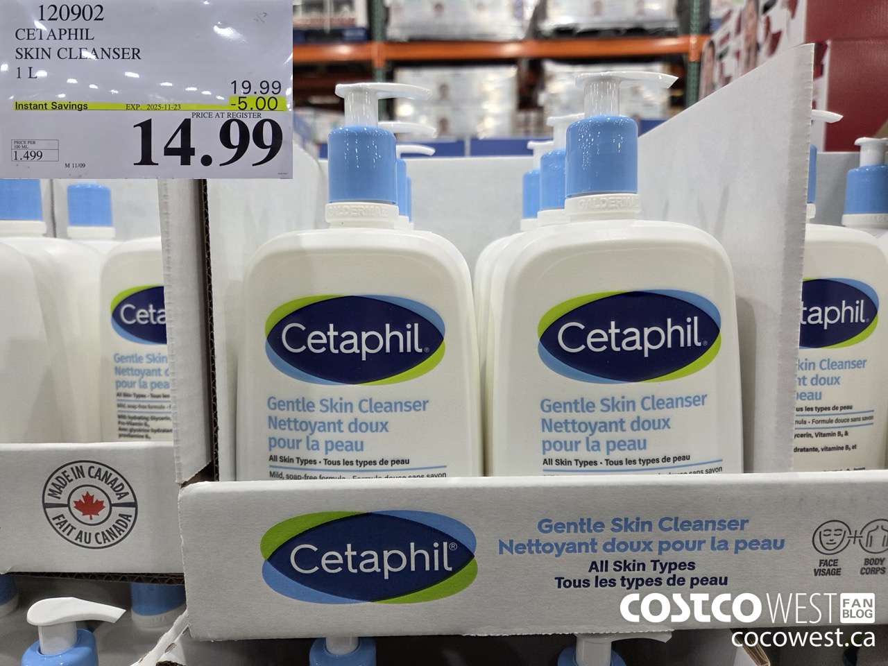 120902 CETAPHIL SKIN CLEANSER 1L ($5.00 INSTANT SAVINGS EXPIRES ON 2025-11-23) $14.99
