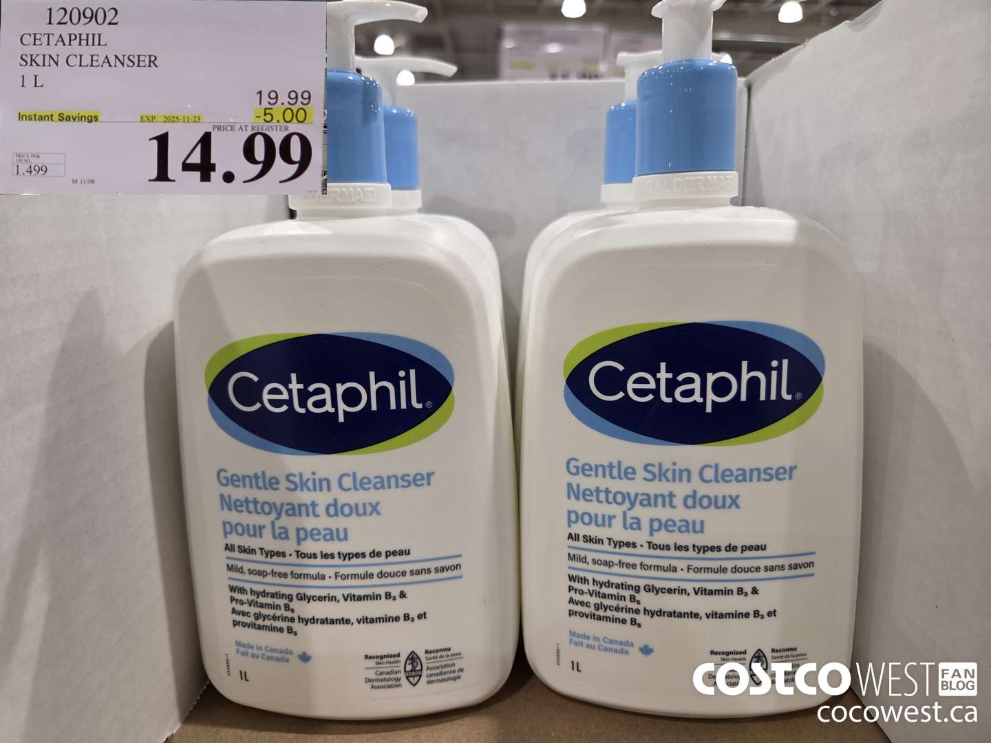 120902 CETAPHIL SKIN CLEANSER 1L ($5.00 INSTANT SAVINGS EXPIRES ON 2025-11-23) $14.99