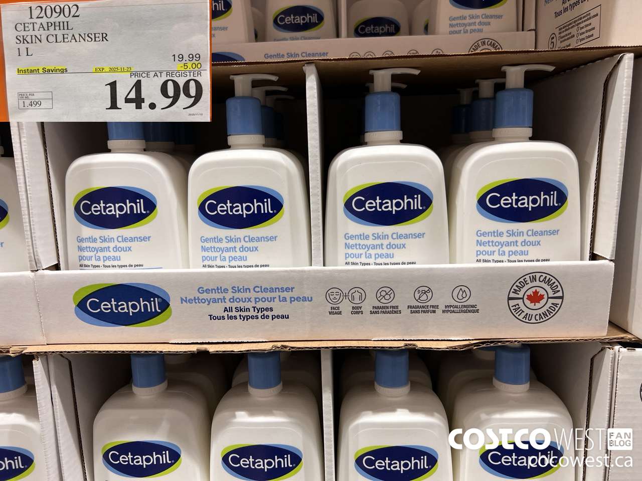 120902 CETAPHIL SKIN CLEANSER 1L ($5.00 INSTANT SAVINGS EXPIRES ON 2025-11-23) $14.99