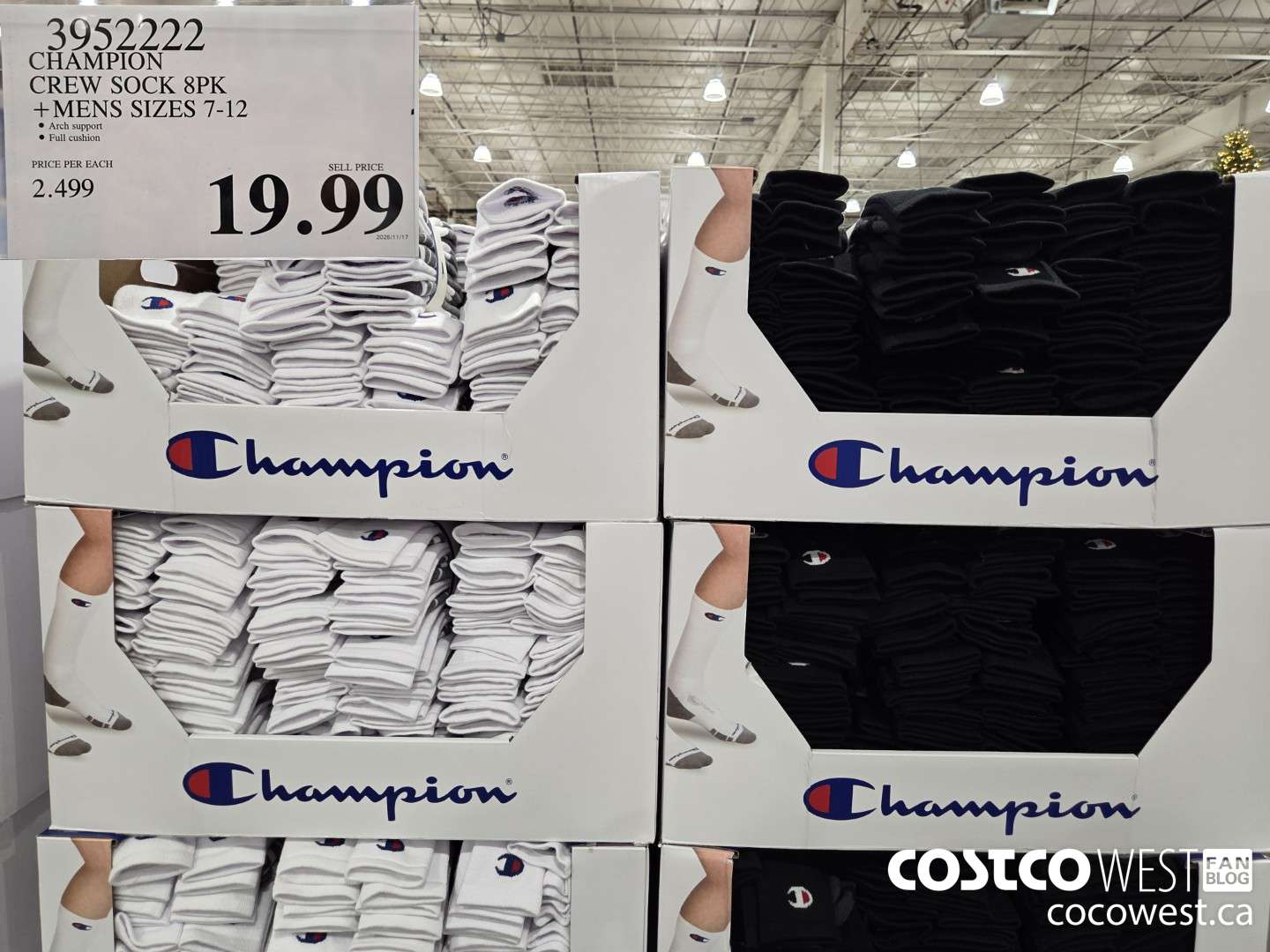 3952222 CHAMPION CREW SOCK 8PK MENS SIZES 7-12 $19.99