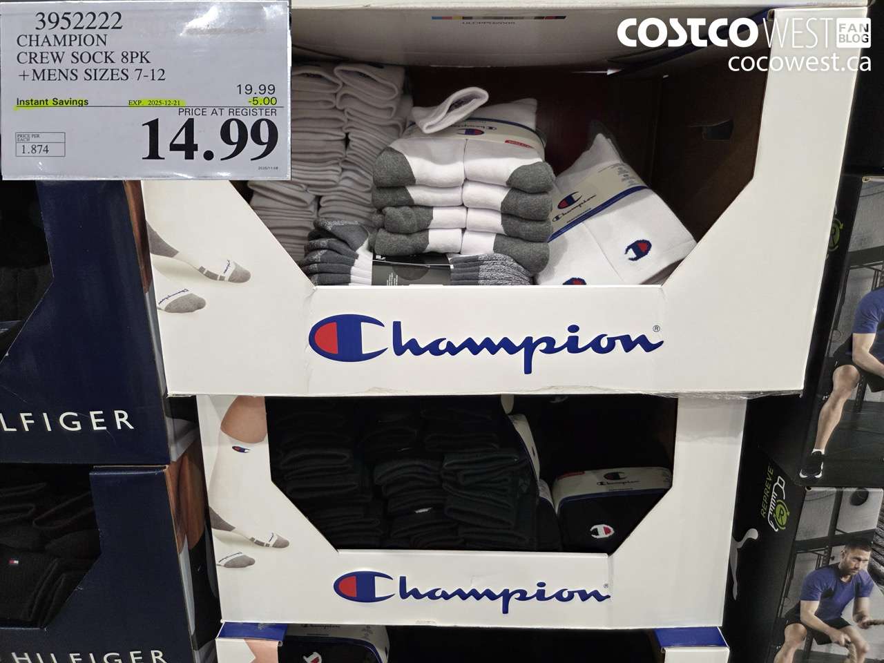 3952222 CHAMPION CREW SOCK 8PK MENS SIZES 7-12 ($5.00 INSTANT SAVINGS EXPIRES ON 2025-12-21) $14.99