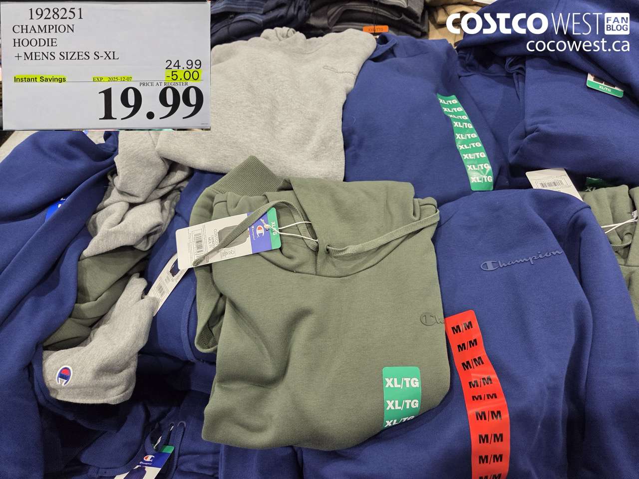 1928251 CHAMPION HOODIE MENS SIZES S-XL ($5.00 INSTANT SAVINGS EXPIRES ON 2025-12-07) $19.99