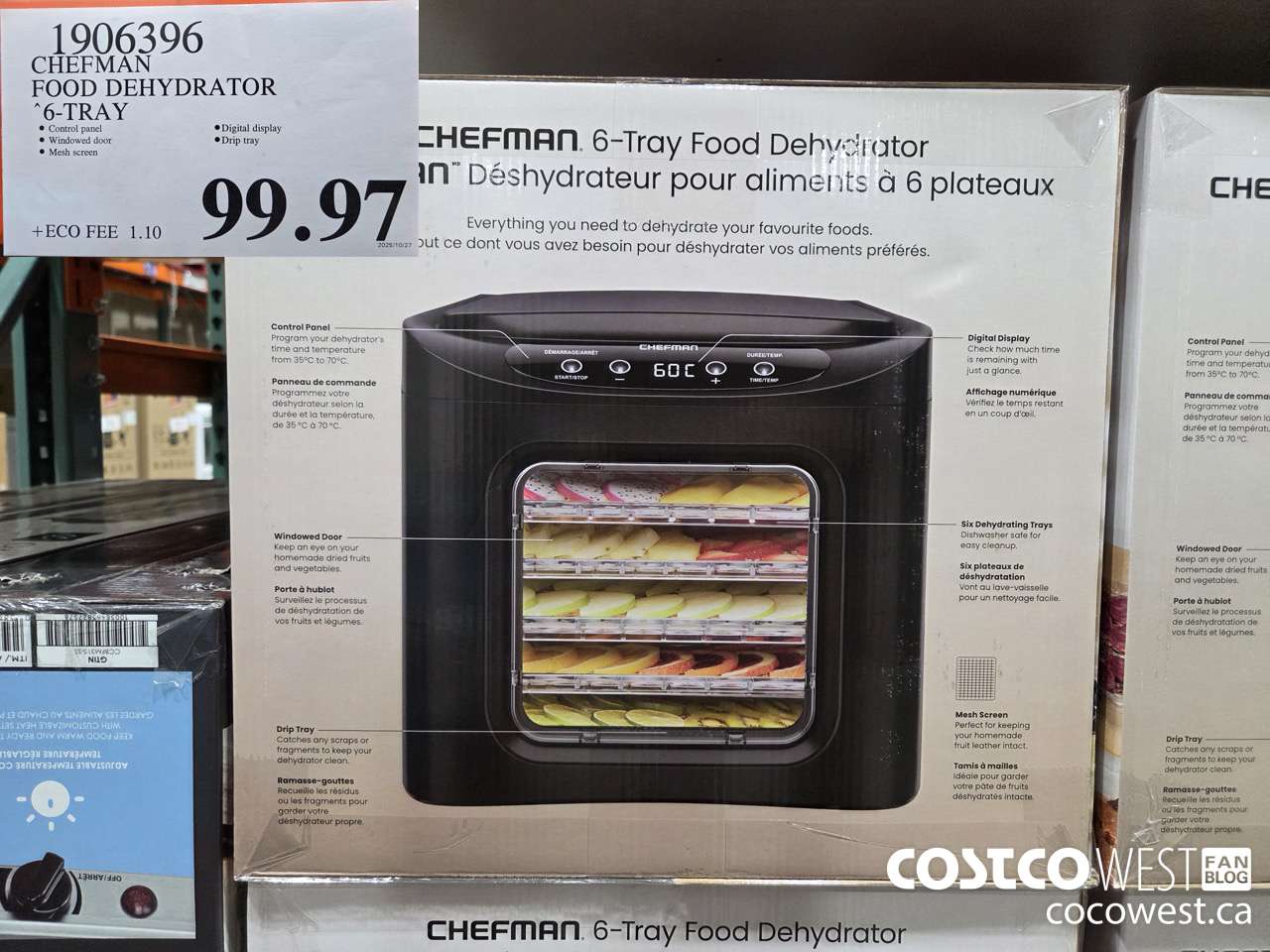 1906396 CHEFMAN FOOD DEHYDRATOR 6-TRAY $99.97