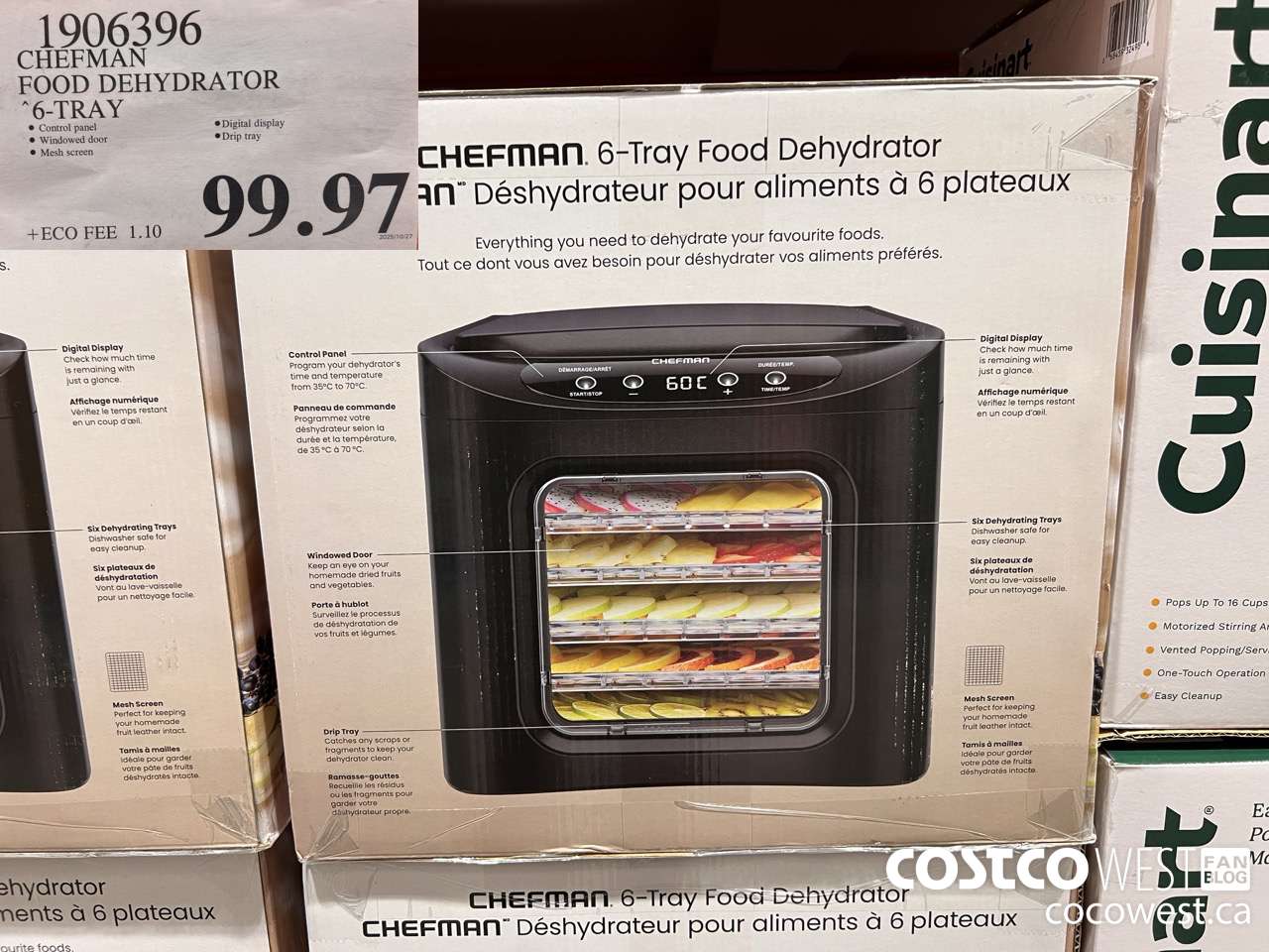 1906396 CHEFMAN FOOD DEHYDRATOR 6-TRAY $99.97