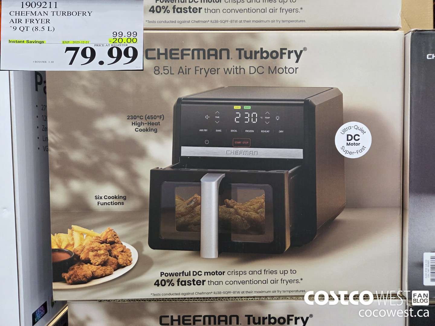 1909211 CHEFMAN TURBOFRY AIR FRYER 9QT (8.5 L) ($20.00 INSTANT SAVINGS EXPIRES ON 2025-12-21) $79.99