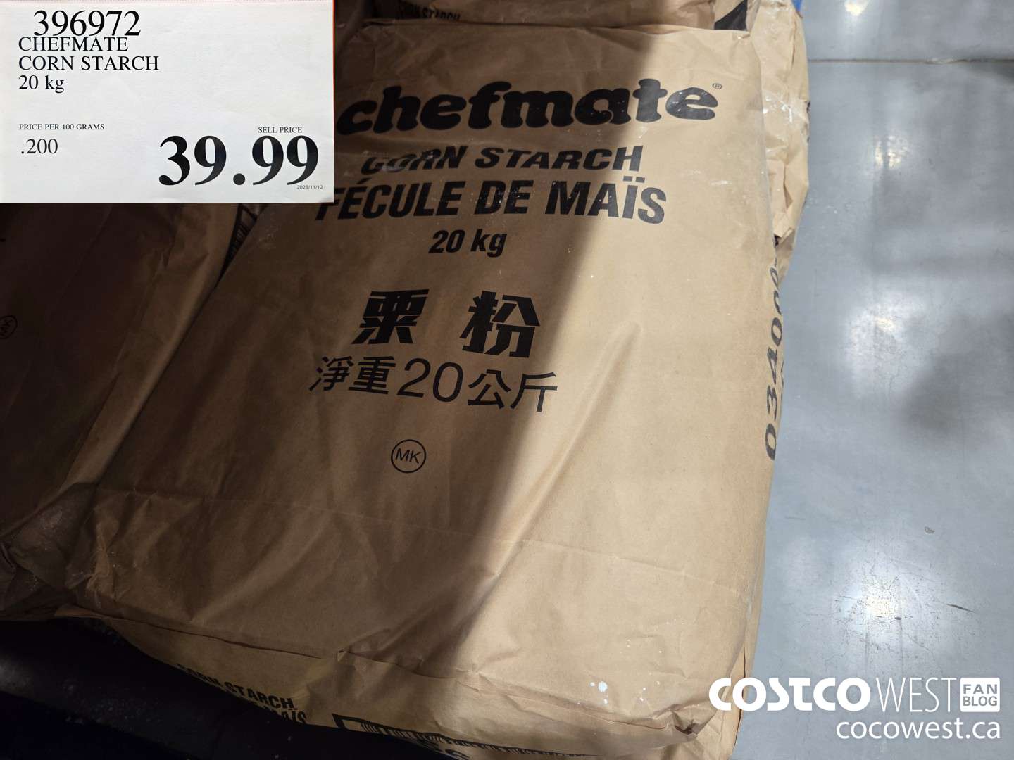 396972 CHEFMATE CORN STARCH 20 kg $39.99