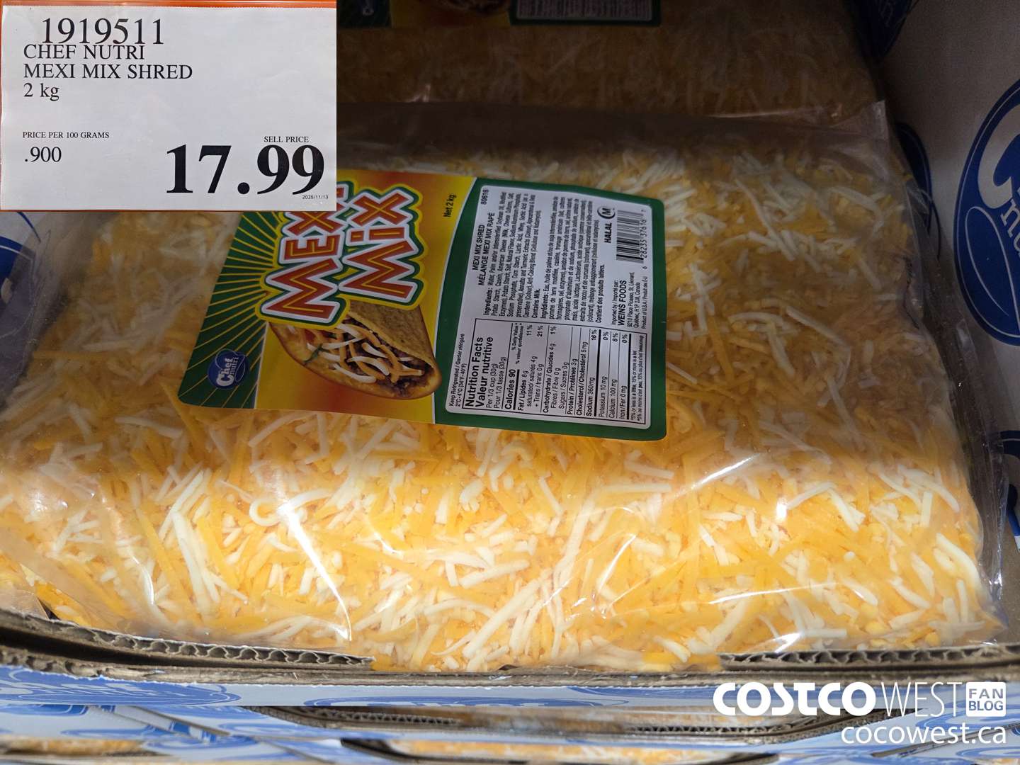 1919511 CHEF NUTRI MEXI MIX SHRED 2 kg $17.99