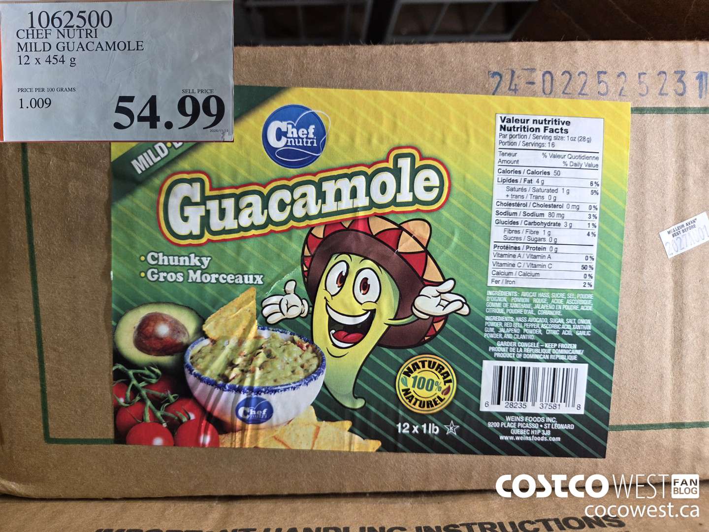 1062500 CHEF NUTRI MILD GUACAMOLE 12 x 454 g $54.99