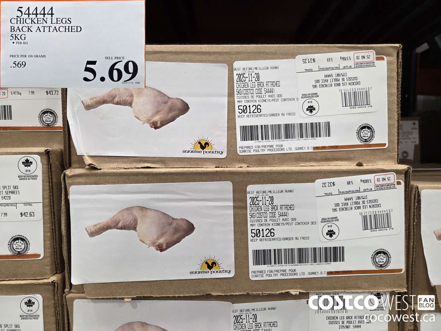 54444 CHICKEN LEGS BACK ATTACHED 5KG $5.69
