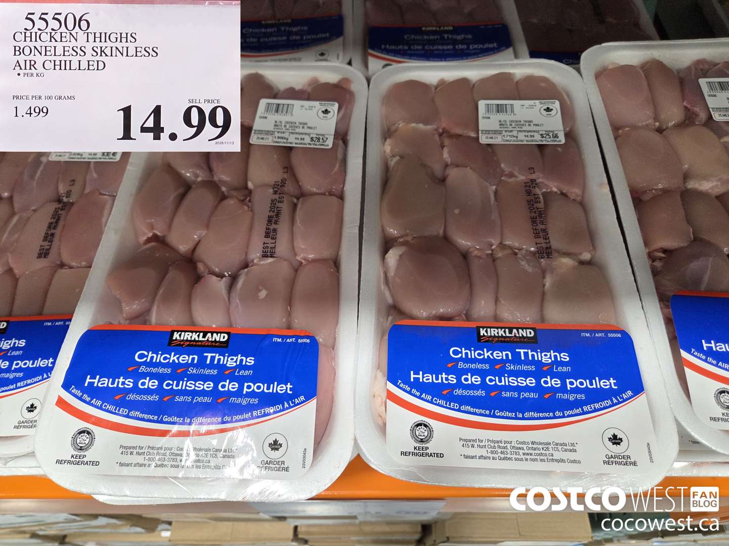 55506 CHICKEN THIGHS BONELESS SKINLESS AIR CHILLED $14.99
