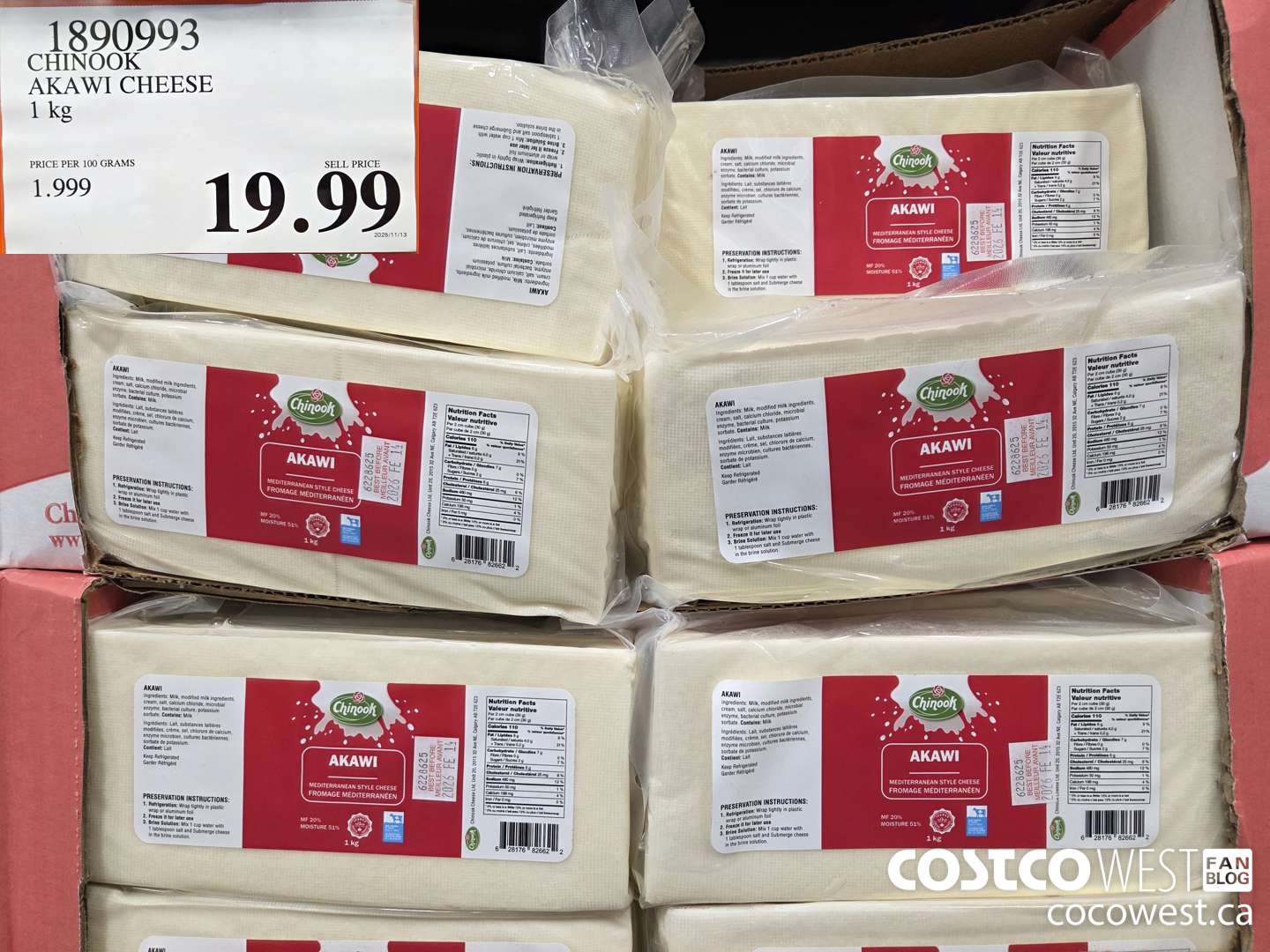 1890993 CHINOOK AKAWI CHEESE 1 kg $19.99