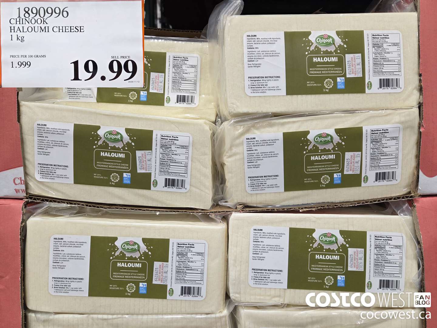 1890996 CHINOOK HALOUMI CHEESE 1 kg $19.99