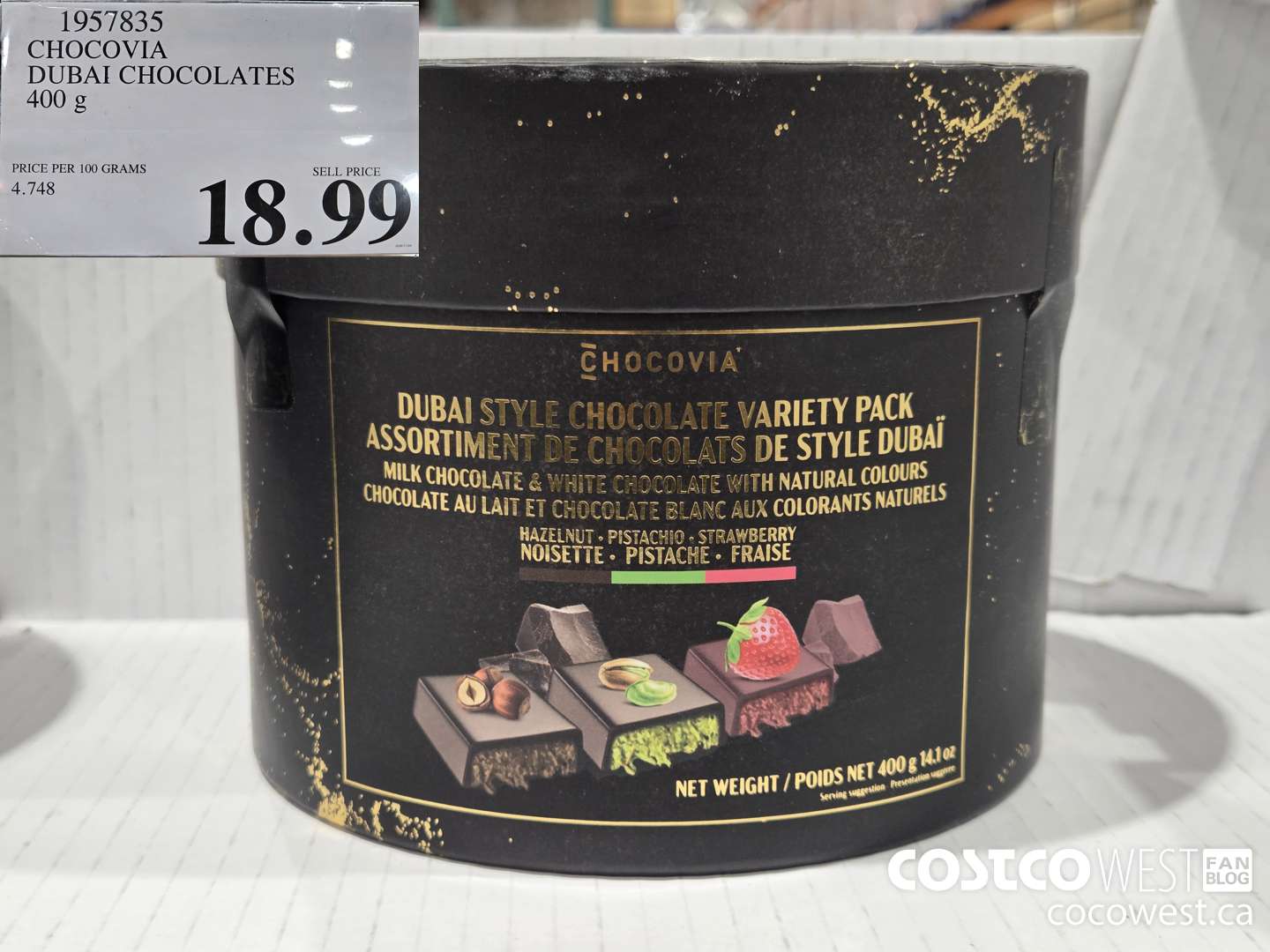 1957835 CHOCOVIA DUBAI CHOCOLATES 400G $18.99