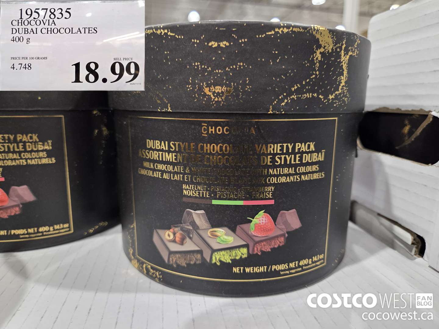 1957835 CHOCOVIA DUBAI CHOCOLATES 400G $18.99