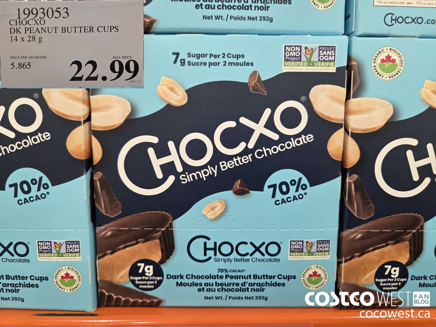 1993053 CHOCXO DK PEANUT BUTTER CUPS 14 x 28 g $22.99