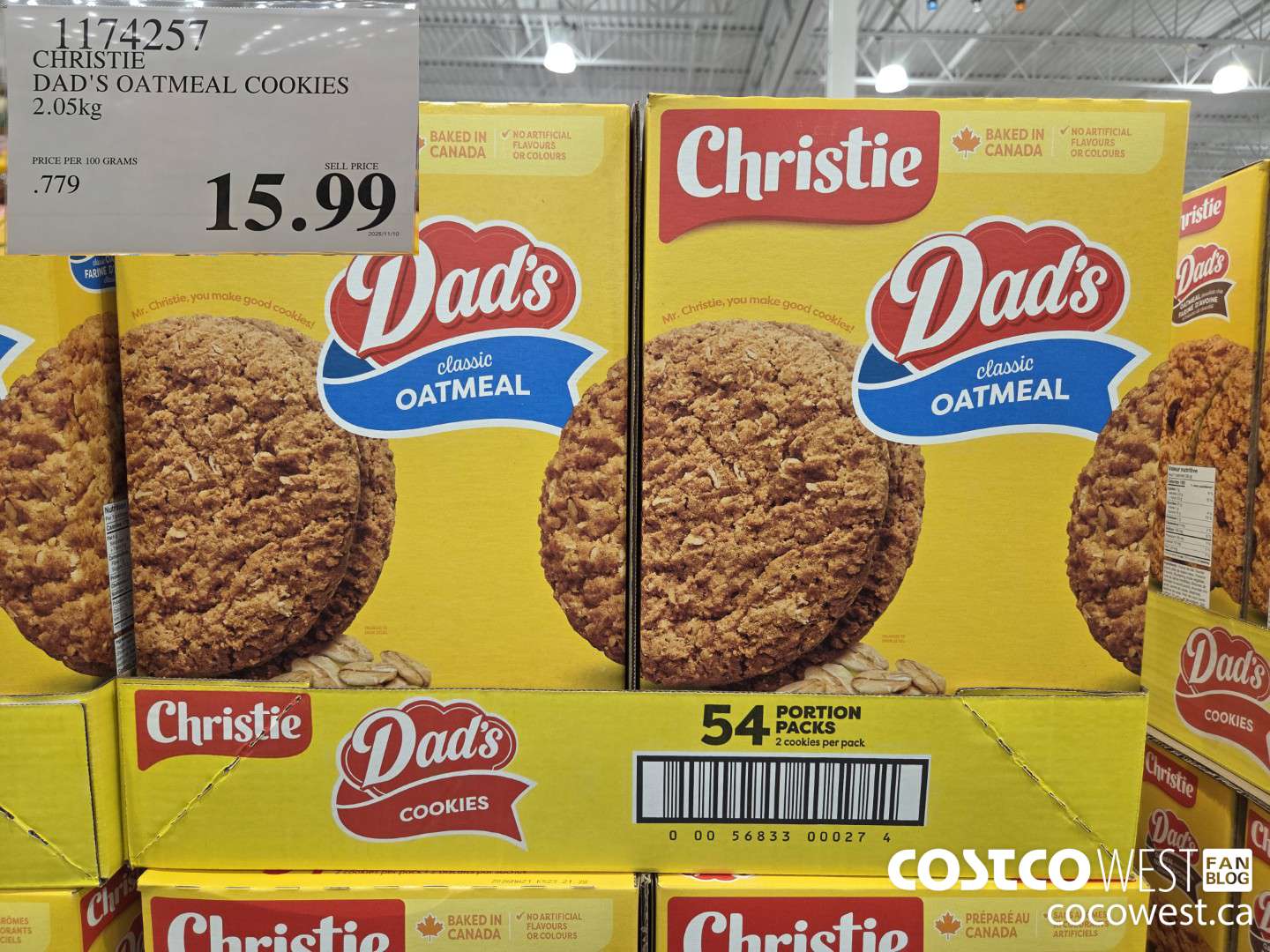 1174257 CHRISTIE DAD'S OATMEAL COOKIES 2.05 kg $15.99