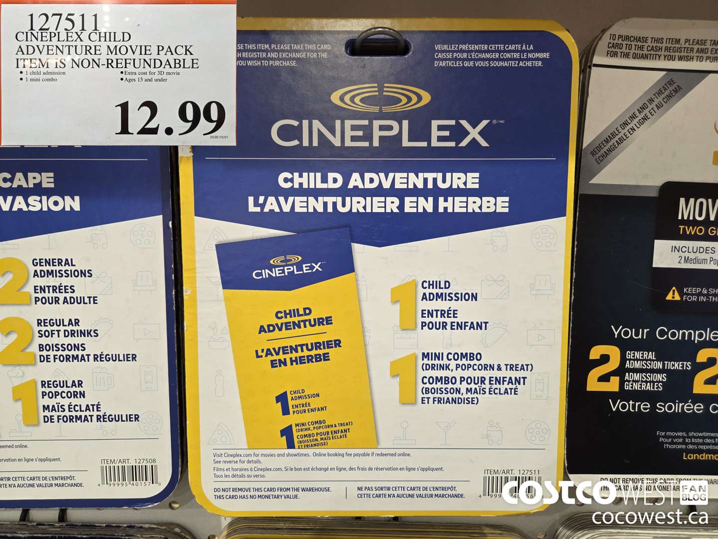 127511 CINEPLEX CHILD ADVENTURE MOVIE PACKAGE $12.99