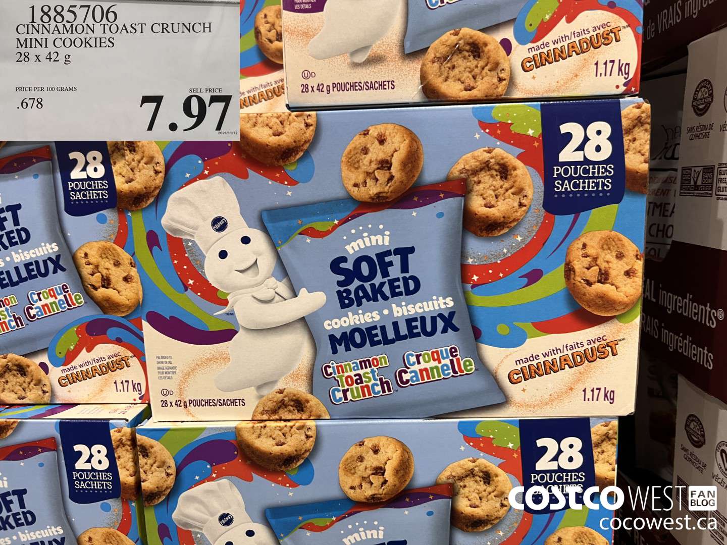 1885706 CINNAMON TOAST CRUNCH MINI COOKIES 28 X 42G $7.97