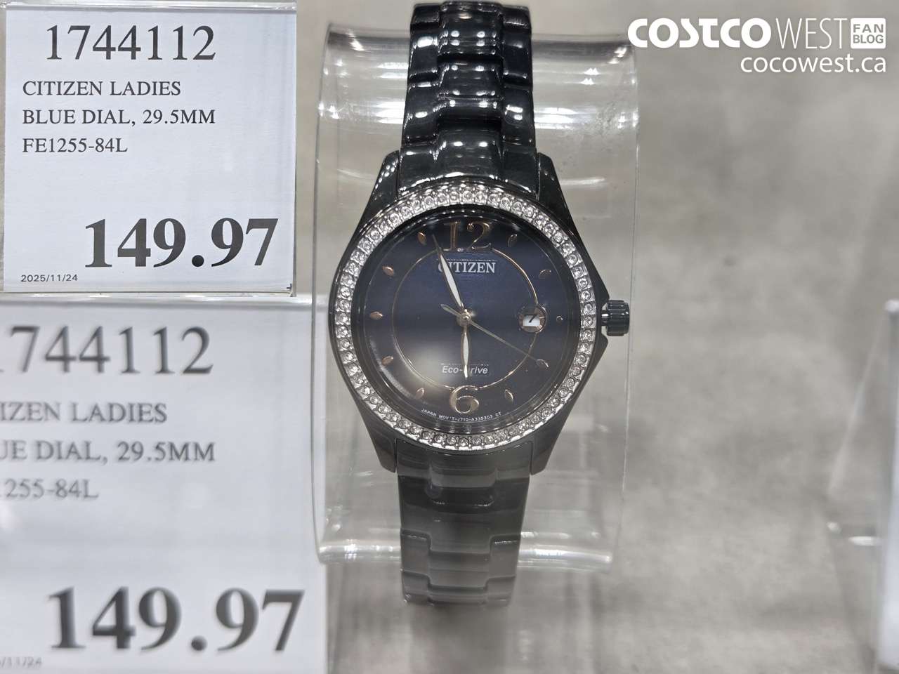 1744112 CITIZEN LADIES BLUE DIAL, 29.5MM FE1255-84L $149.97