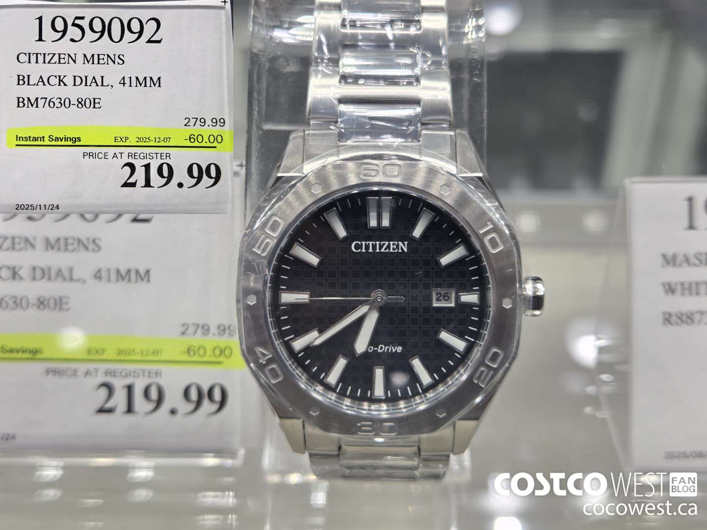 1959092 CITIZEN MENS BLACK DIAL, 41MM BM7630-80E EXP. 2025-1207 ($60.00 INSTANT SAVINGS) $219.99